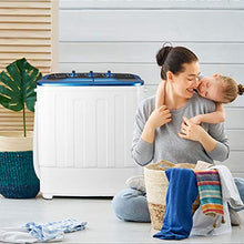 Load image into Gallery viewer, HOMHUM Mini Portable Twin Tub Washing Machine,Compact 13lbs Washer + Spinner Combo,Built-in Gravity Drain, Ideal for Dorms, Apartments, RVs, Camping etc, White/Blue
