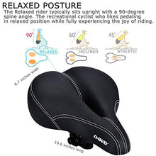 Load image into Gallery viewer, DAWAY Comfortable Men Women Bike Seat C99 Memory Foam Padded Leather Wide Bicycle Saddle Cushion with Taillight, Waterproof, Dual Spring Designed, Soft, Breathable, Fit Most Bikes, 1 Year Warranty
