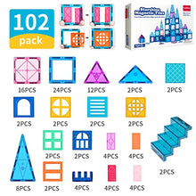 Load image into Gallery viewer, Magnetic Tiles 102Pcs, Magnetic Building Blocks Pretend Play Toys, Toy Castle Building Kit, Build Kids Creative-Thinking, Fine-Motor, Visual-Spatial &amp; Emotional Skills
