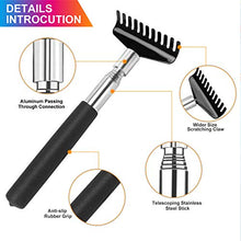 Load image into Gallery viewer, Oversized Portable Extendable Back Scratcher, Upgraded Metal Stainless Steel Telescoping Back Scratcher Tool with Canvas Carrying Bag (Black)
