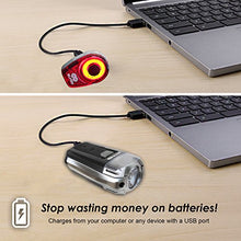 Load image into Gallery viewer, BLITZU Gator 390 USB Rechargeable LED Bike Light Set, Bicycle Headlight Front &amp; Free Rear Back Tail Light. Waterproof, Easy to Install for Kids Men Women Road Cycling Safety Commuter Flashlight Black
