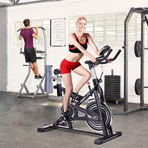 IDEER LIFE Indoor Cycling Bike Stationary Exercise Bike for Home Cardio Workout Smooth Belt Drive with Hand Pulse Sensor/LCD Display/Tablet Mount/Comfortable Seat Cushion(Black09060)