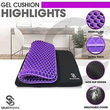 Load image into Gallery viewer, Purple Gel Seat Cushion for Long Sitting – Back, Sciatica, Hip, Tailbone Pain Relief Cushion – Gel Seat Cushion for Office Chair, Cars, Long Trips – Egg Seat Gel Cushion for Wheelchair Pressure Relief
