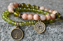 Load image into Gallery viewer, Abundance,Money Bracelet,Sunstone, Peridot,Lucky Mala Gemstone Bracelet,Chakra Bracelet,Healing Meditation,Buddha Yoga Mala
