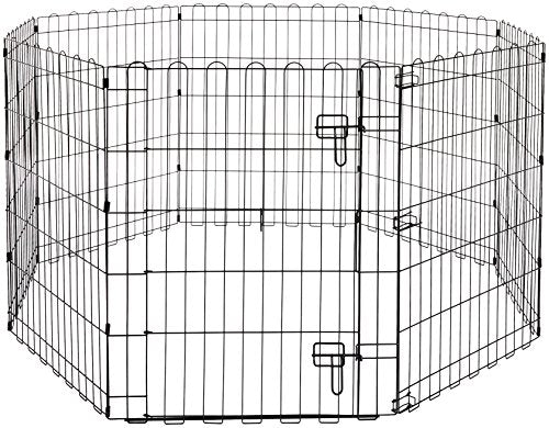 AmazonBasics Foldable Metal Pet Dog Exercise Fence Pen With Gate - 60 x 60 x 30 Inches
