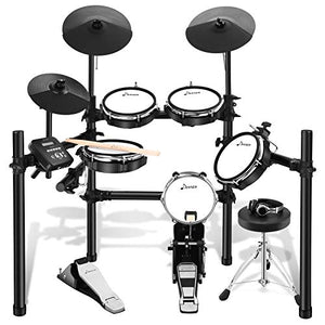 Donner DED-200 Electric Drum Set Electronic Kit with Mesh Head 8 Piece, Drum Throne, Sticks Headphone and Audio Cable Included, More Stable Iron Metal Support Set