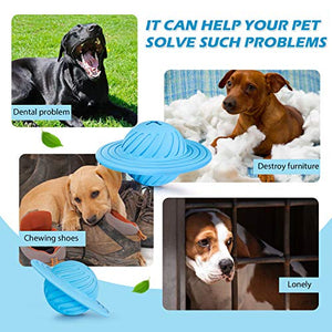 FULNEW IQ Treat Ball Interactive Dog Food Dispenser Durable Dog Chew Toy Ball for Dog Playing, Chewing, Tooth Cleaning (UFO)