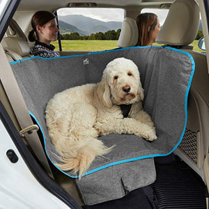 Kurgo Wander Dog Hammock Style Seat Cover for Pets, Pet Seat Cover, Dog Car Hammock - Water-Resistant, Khaki, 27.5" Wide, Heather Charcoal Grey, Model:K01783