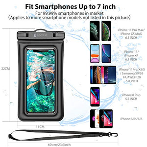 Syncwire Waterproof Phone Case, 2 Pack IPX8 Universal Waterproof Phone Pouch Underwater Dry Bag Compatible with iPhone 12 SE2 11 Pro XS Max XR X 8 7 6s Plus Galaxy S10 S9 Note 10 Google Pixel Up to 7"