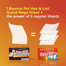 Load image into Gallery viewer, Bounce Pet Hair and Lint Guard Mega Dryer Sheets for Laundry, Fabric Softener with 3X Pet Hair Fighters, Fresh Scent, 120 Count, White
