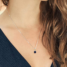 Load image into Gallery viewer, Gem Stone King 925 Sterling Silver and 10K Yellow Gold Cushion Blue Sapphire and White Lab Grown Diamond Pendant Necklace For Women (1.32 Cttw, with 18 Inch Chain)

