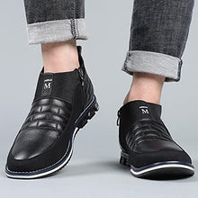 Load image into Gallery viewer, COSIDRAM Men Casual Shoes High-top Walking Shoes Driving Boots Soft Loafers Luxury Leather Sneakers for Male Business Office Dress Black 12
