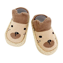 Load image into Gallery viewer, 1Pair Children&#39;s Kids Baby Boys Girls Cartoon Cat Floor Socks Thicken Anti-Slip Baby Step Shoes Sock (Khaki, S)
