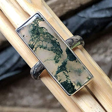 Load image into Gallery viewer, Natural Green Moss Agate 925 Solid Sterling Silver Ring Size 9
