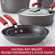 Load image into Gallery viewer, Rachael Ray Brights Hard Anodized Nonstick Cookware Pots and Pans Set, 12 Piece, Gray with Red Handles
