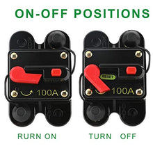 Load image into Gallery viewer, 100 Amp Circuit Breaker - JOYHO 12-24V DC Circuit Breaker with Manual Reset Waterproof Fuse Holder for Marine RV Car Audio and Home Solar System Amps Protection
