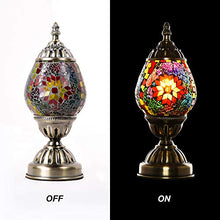 Load image into Gallery viewer, Marrakech Turkish Table Lamp Christmas Decorations Gift Mosaic Glass Egg Shaped Bedside Lamp Moroccan Lantern Desk Night Light Lamps for Living Room Bedroom

