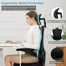 Load image into Gallery viewer, Dedeo Ergonomic Office Chair, High Back Mesh Desk Chair with Adjustable Headsrest, Rolling Swivel Home Office Desk Chairs with Flip-Up Armrest, Tilt Function, Lumbar Support, Soft Thick Seat Cushion
