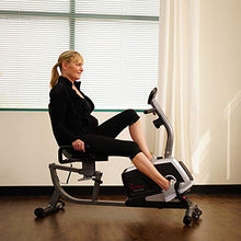 Load image into Gallery viewer, Sunny Health &amp; Fitness Magnetic Recumbent Bike Exercise Bike with Digital Monitor, 300 lb Capacity, Easy Adjustable Seat, Pulse Rate Monitor
