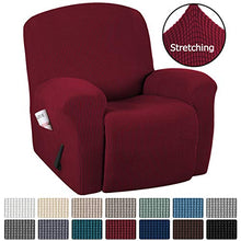 Load image into Gallery viewer, H.VERSAILTEX Stretch Recliner Slipcovers 1-Piece Durable Soft High Stretch Jacquard Sofa Furniture Cover Form Fit Stretch Stylish Recliner Cover/Protector (Recliner, Burgundy Red)
