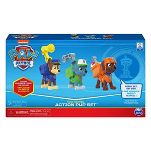Paw Patrol, Action Pack Pups Chase, Rocky and Zuma 3-Pack of Collectible Figures with Sounds and Phrases