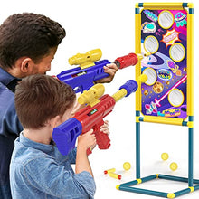 Load image into Gallery viewer, TEMI 2 in 1 Shooting Game Toy for Kids, 2pk Foam Ball Popper Air Guns with Shooting Target, 24 Foam Balls, 40 Foam Darts, Indoor and Outdoor Toys for Kids Ages 4 5 6 7 8 9 10+ Years Old Boys, Girls
