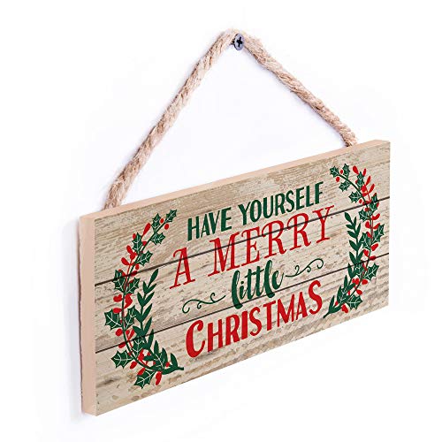 Load image into Gallery viewer, P. Graham Dunn Have Yourself a Merry Little Christmas Holly 5 x 10 Wood Plank Design Hanging Sign