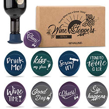 Load image into Gallery viewer, Whaline 8 Pack Wine Bottle Stoppers and Gift Box, Funny Silicone Reusable Caps Bottle Sealers with a Funny Saying for Wine Beverage and Beer Bottles
