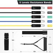 Load image into Gallery viewer, Whatafit Resistance Bands Set (11pcs), Exercise Bands with Door Anchor, Handles, Waterproof Carry Bag, Legs Ankle Straps for Resistance Training, Physical Therapy, Home Workouts
