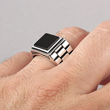 Load image into Gallery viewer, Chimoda Mens Solitaire Silver Rings 925 Sterling Men&#39;s Jewelry with Black Onyx Stone (10)
