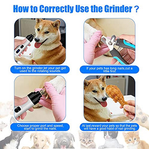 ATESON Dog Nail Grinder and Clippers with Safety Guard, Rechargeable Pet Nail Trimmers with Quite Low Noise for Large Medium Small Dogs and Cats, Pet Claw Grinder Clipper File