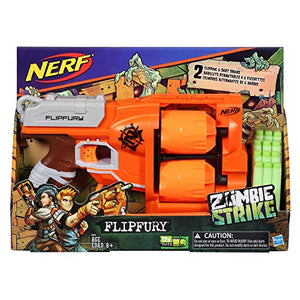 Nerf Zombie Strike FlipFury Blaster -- 2 Flipping 6-Dart Drums -- Fire 6 Darts, Flip, Fire 6 More -- 12 Nerf Zombie Strike Elite Darts (Amazon Exclusive)