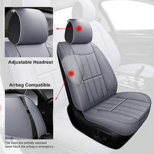 Load image into Gallery viewer, AOOG Leather Car Seat Covers, Leatherette Automotive Vehicle Cover for Cars SUV Pick-up Truck, Universal Non-Slip Vehicle Cover Waterproof Interior Accessories, Full Set, Gray
