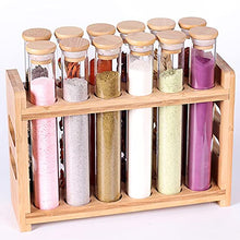 Load image into Gallery viewer, Tzerotone Bamboo Spice Rack with Empty Round Spice Jars Sets - Farmhouse Seasoning Organizer for Countertop Cabinet Kitchen Pantry - Included 5oz 12 Pcs Glass Spice Containers with Lids and 1 Pcs Standing Spice Holder
