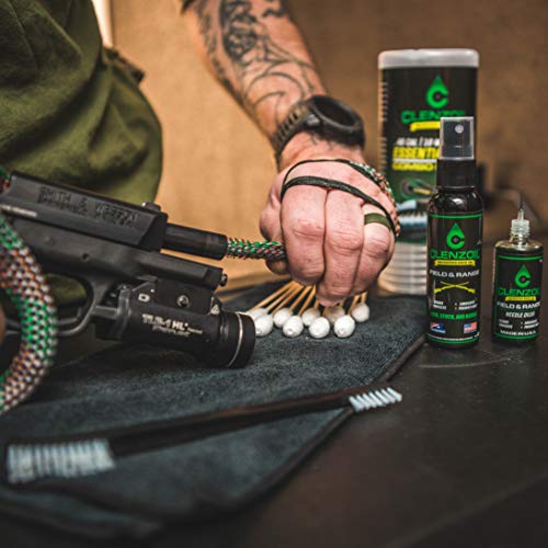 Load image into Gallery viewer, CLENZOIL Field & Range Pistol & Rifle Essentials Gun Cleaning Kit | CLP Spray & Oiler with Boresnake | Clean, Lubricate & Protect | Nylon Brush, Bore Swabs & Microfiber (40 Caliber | 10mm)