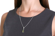 Load image into Gallery viewer, 925 Sterling Silver Teardrop Necklace with Natural Baltic Green Amber. Gemstone Pendant for Girls, Teens, Women. 20&quot; Snake Chain Included
