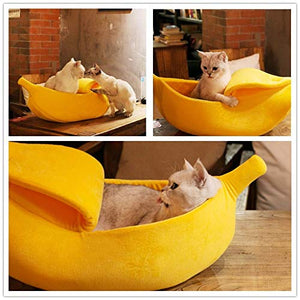 · Petgrow · Banana Cat Bed Cave Extra Large Size, Pet Bed Sofa Soft Cat Cuddle Bed House, Lovely Pet Supplies for Rabbits Small Dogs Cats Kittens Bed, Yellow
