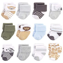 Load image into Gallery viewer, Hudson Baby baby boys Cotton Rich Newborn and Terry Casual Sock, Boy Safari, 0-3 Months US
