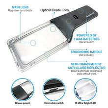 Load image into Gallery viewer, 3X Large Magnifying Glass with [10 Anti-Glare &amp; Fully Dimmable LEDs]-Evenly Lit Viewing Area-Illuminated Lighted Magnifier for Reading Small Fonts, Low Vision Seniors, Macular Degeneration, Inspection
