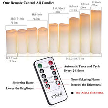 Load image into Gallery viewer, YIWER Flameless Candles Battery Operated Candles 5.5&quot; 6&quot; 6.5&quot; 7&quot; 8&quot; 9&quot; Set of 9 Ivory Real Wax Pillar LED Candles with 10-Key Remote and Cycling 24 Hours Timer
