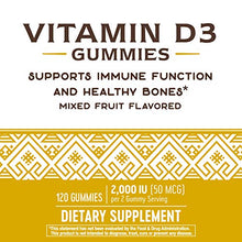 Load image into Gallery viewer, Nature’s Way Vitamin D3, Immune Support, 2000 IU (50 mcg) per Serving, Fruit Flavor, 120 Gummies
