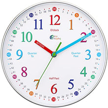 Load image into Gallery viewer, WISE HEDGEHOG Telling Time Teaching Clock, Silent Non Ticking Analog Battery Operated Learning Clock for Kids, Perfect Room &amp; Wall Decor for School Classrooms, Playrooms and Kids Bedrooms

