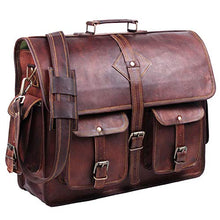 Load image into Gallery viewer, Vintage Leather Laptop Bags for Men Full Grain Large Leather Messenger bag for men 18 inches with rustic look Best leather briefcase by Hulsh
