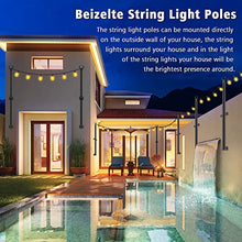 Load image into Gallery viewer, Beizelte 2 Pack 4 Ft Hangingfor String Light Poles with Fixing Clips and Suspended Base,Freestanding Outdoor Light Poles for Deck Bistro
