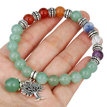 Load image into Gallery viewer, TUMBEELLUWA Beaded Bracelets Semi Precious Stone Yoga Beads Healing Crystals Tree of Life Charm Chakra Bracelet Handmade Jewelry for Women,Green Aventurine(7 Chakra)

