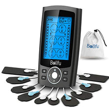 Load image into Gallery viewer, Belifu Dual Channel TENS EMS Unit 24 Modes Muscle Stimulator for Pain Relief Therapy, Electronic Pulse Massager Muscle Massager with 10 Pads, Dust-Proof Drawstring Storage Bag，Fastening Cable Ties…
