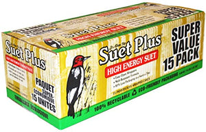St. Albans Bay Suet Plus Bird Suet Variety Packs | 11 oz. Bird Suet Cakes | (High Energy, 15 Pack)