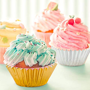 1000 PCS Cupcake Liners 1.25 inches Mini Foil Baking Cups Wrapper Muffin Cases Gold and Silver Tulip Paper Cups for Baby Shower, Birthday Party, Weddings Decorations (Silver,Gold)