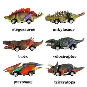 DINOBROS Dinosaur Toy Pull Back Cars, 6 Pack Dino Toys for 3 Year Old Boys and Toddlers, Boy Toys Age 3,4,5 and Up, Pull Back Toy Cars, Dinosaur Games with T-Rex