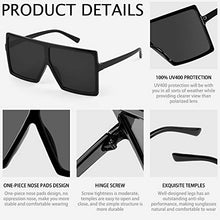 Load image into Gallery viewer, CHAUOO Ultralight Square Oversized Sunglasses Classic Fashion Style 100% UV Protection for Women Men (Black)
